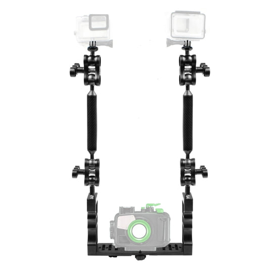 PULUZ Dual Handle Aluminium Tray Stabilizer with 4 x Dual Ball Aluminum Alloy Clamp & 2 x 7 inch Floating Arm & 2 x Ball Head Adapter for Underwater Camera Housings, 4 x Dual Ball