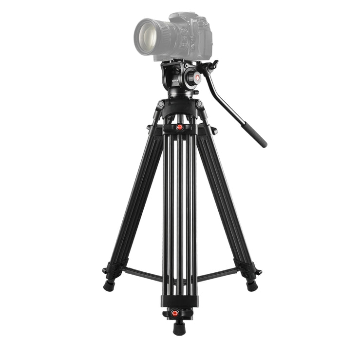 Trípode de aleación de aluminio para videocámara profesional de alta resistencia PULUZ con cabezal de arrastre fluido para cámara DSLR/SLR, altura ajustable: 80-160 cm, trípode de 80-160 cm