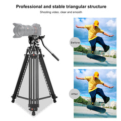 PULUZ Professional Heavy Duty Video Camcorder Aluminum Alloy Tripod with Fluid Drag Head for DSLR / SLR Camera, Adjustable Height: 80-160cm, 80-160cm Tripod