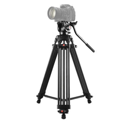 PULUZ Professional Heavy Duty Video Camcorder Aluminum Alloy Tripod with Fluid Drag Head for DSLR / SLR Camera, Adjustable Height: 80-160cm, 80-160cm Tripod