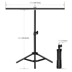 67cm T-Shape Photo Studio Background Support Stand Backdrop Crossbar Bracket with Clips, No Backdrop, Backdrop Stand