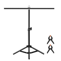 67cm T-Shape Photo Studio Background Support Stand Backdrop Crossbar Bracket with Clips, No Backdrop, Backdrop Stand