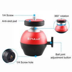 PULUZ 1/4 inch Screw Aluminum Alloy Ball Head ABS Tripod Adapter, Ball Head(Red)
