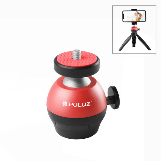 PULUZ 1/4 inch Screw Aluminum Alloy Ball Head ABS Tripod Adapter, Ball Head(Red)