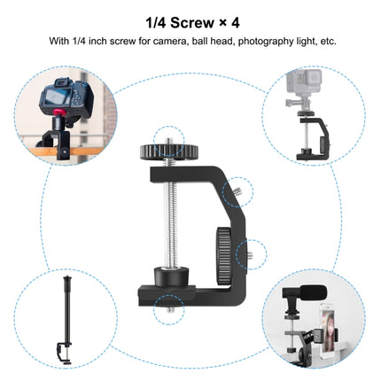 PULUZ C Clamp Mount Light Stand Extension Central Shaft Rod Monopod Holder Kits, Rod Length: 33-60cm, C Clamp Extension Rod
