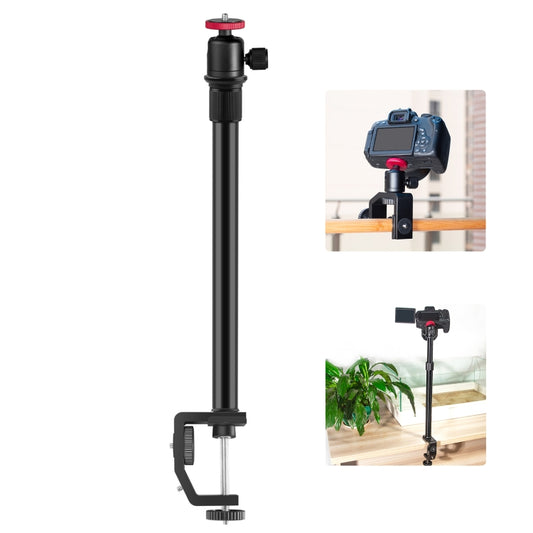 PULUZ C Clamp Mount Light Stand Extension Central Shaft Rod Monopod Holder Kits with Ball-Head, Rod Length: 33-60cm, C Clamp Extension Rod with Ball-Head