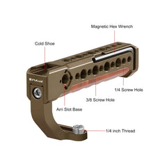 PULUZ Camera Wooden Top Handle with Cold Shoe Mount for Mirrorless Camera Cage Stabilizer, For Mirrorless Camera Handle