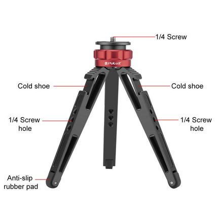 PULUZ Desktop Vlogging Live Tripod Holder with Cold Shoe Bases for DSLR & Digital Cameras, Adjustable Height: 7.5-14.5cm, Desktop Live Tripod