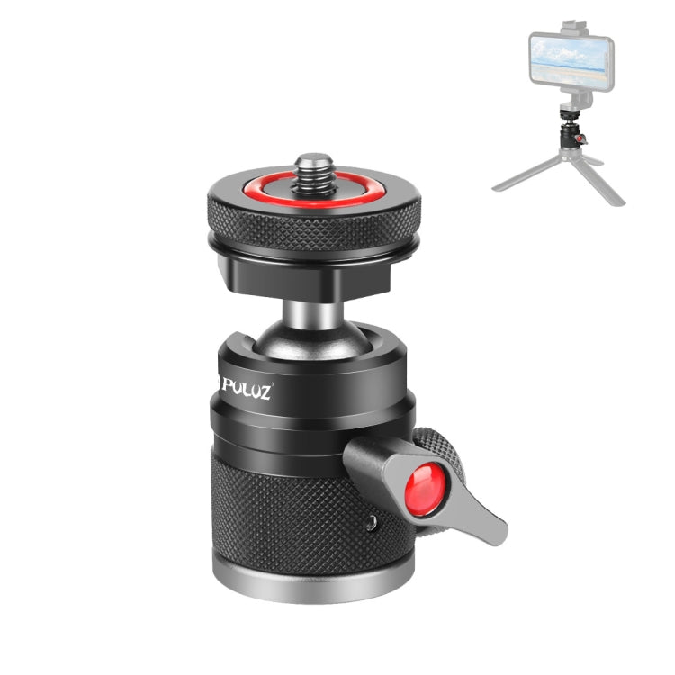 PULUZ Aluminum Alloy Ball Head Tripod Mount with Cold Shoe Base, Cold Shoe Ball Head