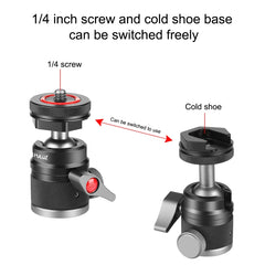 PULUZ Aluminum Alloy Ball Head Tripod Mount with Cold Shoe Base, Cold Shoe Ball Head