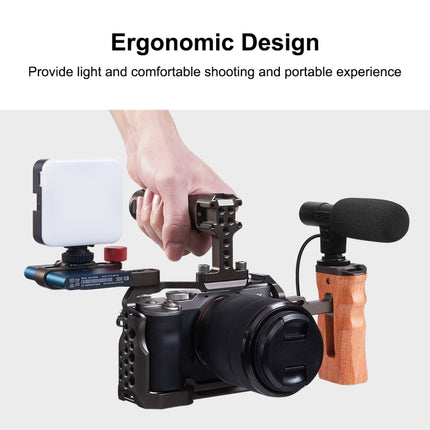 PULUZ 1/4 inch Screw Universal Camera Wooden Side Handle with Cold Shoe Mount for Camera Cage Stabilizer, 1/4 inch Screw(Bronze)