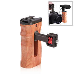 PULUZ 1/4 inch Screw Universal Camera Wooden Side Handle with Cold Shoe Mount for Camera Cage Stabilizer, 1/4 inch Screw(Black), 1/4 inch Screw(Bronze)