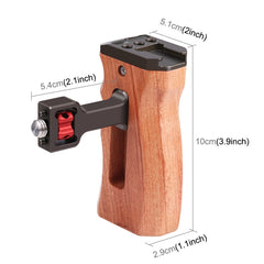 PULUZ 3/8 inch Screw Universal Camera Wooden Side Handle with Cold Shoe Mount for Camera Cage Stabilizer