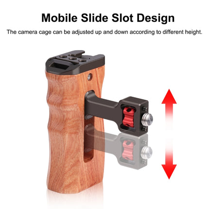 PULUZ 3/8 Zoll Schraube Universal-Kamera-Seitengriff aus Holz mit Cold Shoe Mount für Kamerakäfig-Stabilisator, 3/8 Zoll Schraube (Schwarz), 3/8 Zoll Schraube (Bronze)