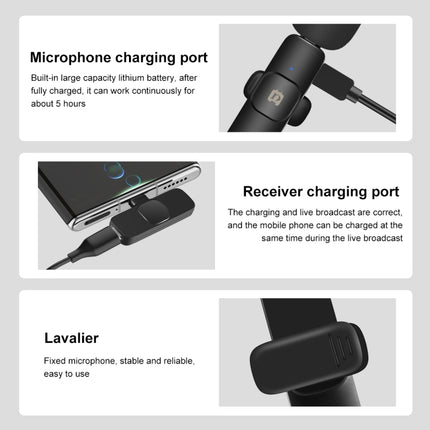 PULUZ Wireless Lavalier Noise Reduction Reverb Microphone for Type-C / USB-C Device, Support Phone Charging