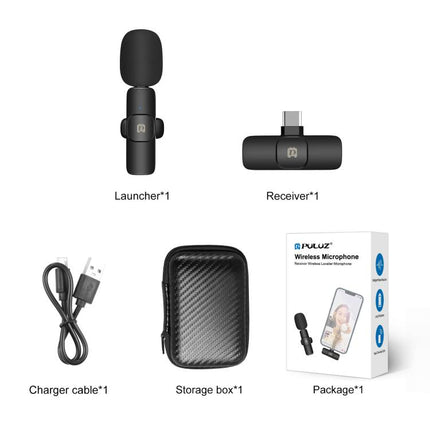 PULUZ Wireless Lavalier Noise Reduction Reverb Microphone for Type-C / USB-C Device, Support Phone Charging