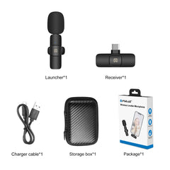 PULUZ Wireless Lavalier Noise Reduction Reverb Microphone for Type-C / USB-C Device, Support Phone Charging, Type-C Wireless Microphone