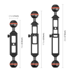 PULUZ 7.9 inch 20cm Adjustable Aluminum Alloy Dual Balls Arm with 1/4 Thread, Ball Diameter: 25mm, 7.9 inch(Black), 7.9 inch(Red)