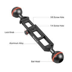 PULUZ 7.9 inch 20cm Adjustable Aluminum Alloy Dual Balls Arm with 1/4 Thread, Ball Diameter: 25mm, 7.9 inch(Black), 7.9 inch(Red)