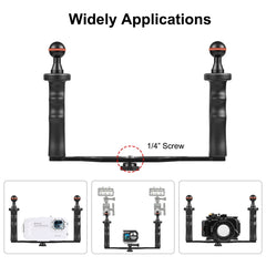 PULUZ Dual Handles Aluminium Alloy Tray Stabilizer for Underwater Camera Housings, B Type Alloy Tray Stabilizer(Black)