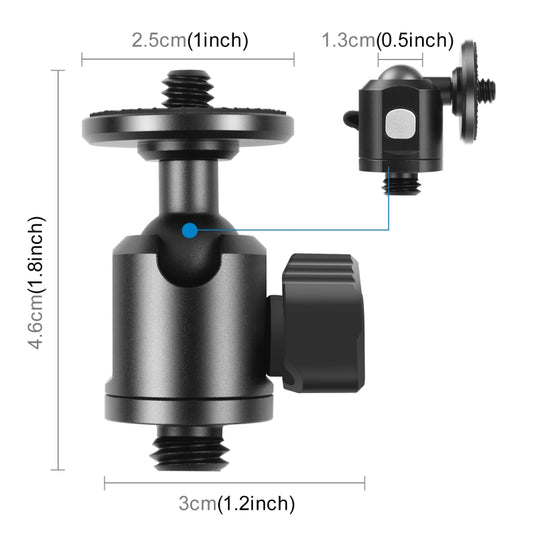 PULUZ 3/8 inch Outer Screw Metal Tripod Ball Head Adapter with Knob Lock, 3/8 inch Outer Screw