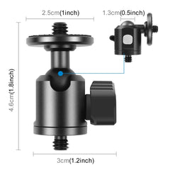 PULUZ 1/4 inch Outer Screw Metal Tripod Ball Head Adapter with Knob Lock, 1/4 inch Outer Screw