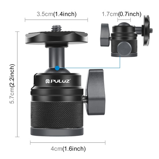 PULUZ 360 Panorama Aluminum Alloy Tripod Ball Head Adapter with Knob Lock, 360 Panorama