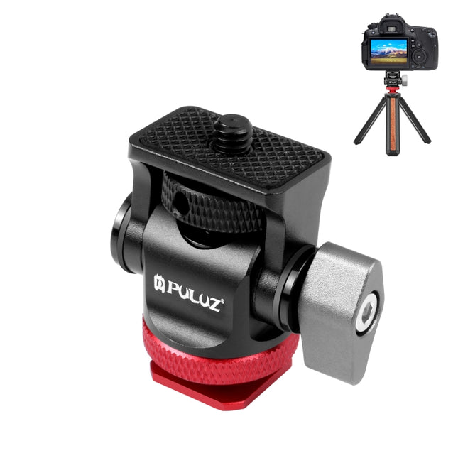 PULUZ Mini 180 Degree Swing Tripod Ball Head Cold Shoe Mount Adapter, Mini 180 Degree Ball Head(Red), Mini 180 Degree Ball Head(Silver)