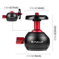 PULUZ 360 Degree Panoramic Metal Tripod Ball Head Adapter, 360 Panorama (Red)