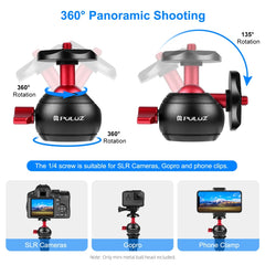 PULUZ 360 Degree Panoramic Metal Tripod Ball Head Adapter, 360 Panorama (Red)