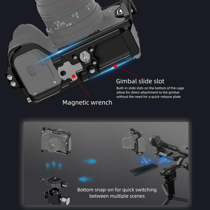 PULUZ Metal Camera Cage Stabilizer Rig for Sony A7 IV / ILCE-7M4 / A7M4 / A7M3 / A7R3  / A7R III / A7R5, For Sony A7 IV Cage