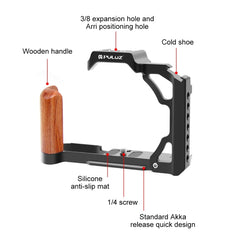 For Nikon ZFC PULUZ Wood Handle Metal Camera Cage Stabilizer Rig