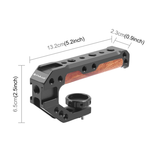 PULUZ 3/8 inch Camera Wooden Top Handle with Cold Shoe Mount, 3/8 Top Handle