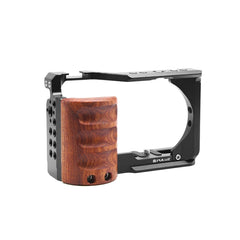 For Sony ZV-E10 PULUZ Wood Handle Metal Camera Cage Stabilizer Rig, For Sony ZV-E10