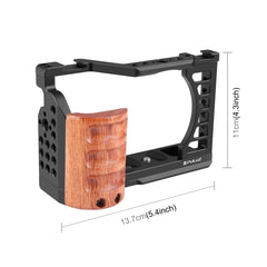 For Sony ZV-E1 PULUZ Wood Handle Metal Camera Cage Stabilizer Rig, For Sony ZV-E1