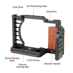 For Sony ZV-E1 PULUZ Wood Handle Metal Camera Cage Stabilizer Rig, For Sony ZV-E1