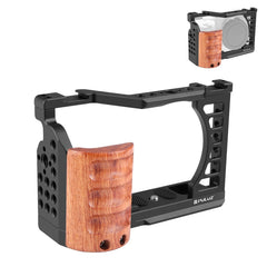 For Sony ZV-E1 PULUZ Wood Handle Metal Camera Cage Stabilizer Rig, For Sony ZV-E1