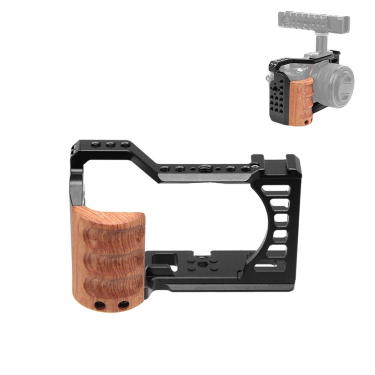 For Sony Alpha 7C / ILCE-7C / A7C PULUZ Wood Handle Metal Camera Cage Stabilizer Rig, For Sony Alpha 7C