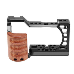 For Sony A6400 / A6300 / A6100 / 6000 PULUZ Wood Handle Metal Camera Cage Stabilizer Rig, For Sony A6400 / A6300