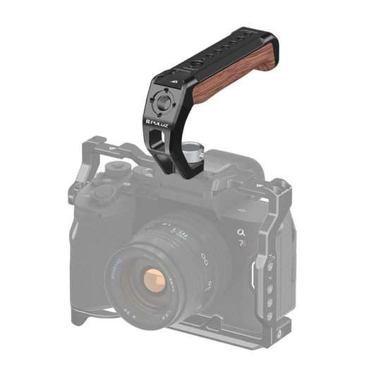 PULUZ Arri Metal Wood Wooden Top Handle with Cold Shoe Mount for Mirrorless Camera Cage Stabilizer, Metal Wooden Top Handle