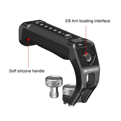 PULUZ Arri Metal Silicone Top Handle with Cold Shoe Mount for Mirrorless Camera Cage Stabilizer, Metal Silicone Top Handle