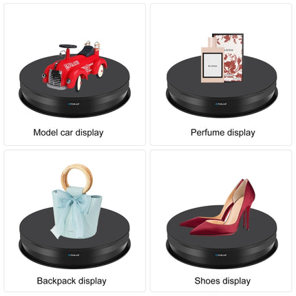 PULUZ 30cm Adjusting Speed Rotating Turntable Display Stand, Load 10-15kg, EU Plug, 30cm Load 10-15kg Black EU Plug, 30cm Load 10-15kg White EU Plug