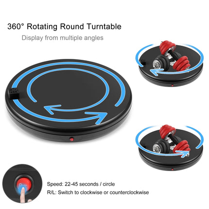 PULUZ 45cm Remote Control Adjusting Speed Rotating Turntable Display Stand with Power Socket, Black, Load 100kg, 45cm Load 100kg Black US Plug with Power Socket, 45cm Load 100kg Black UK Plug with Power Socket                                           ...