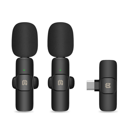 PULUZ Kabellose Lavalier-Mikrofone mit Rauschunterdrückung und Hall für Typ-C-Telefon, Typ-C-Empfänger und Dual-Mikrofone, Typ-C-Empfänger und Dual-Mikrofone