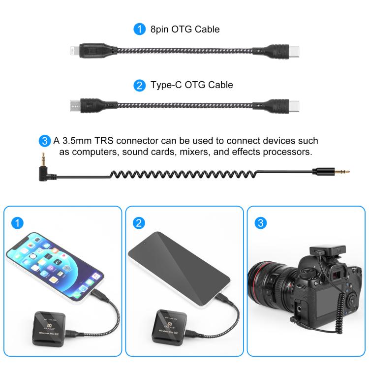 PULUZ 1 TX + 1 RX Wireless Lavalier Microphone