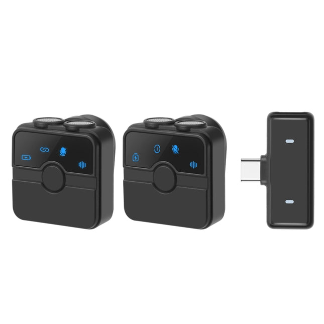 PULUZ Magnetic Lavalier Wireless Microphone with Charging Case Box, Type-C RX Receiver and 2 TX Microphones