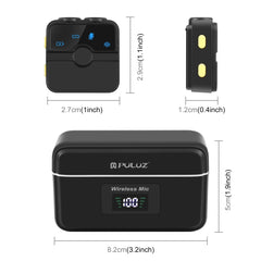PULUZ Magnetic Lavalier Wireless Microphone with Charging Case Box, 8 Pin RX Receiver and 2 TX Microphones, 8 Pin 2 TX + 1 RX, with Charging Case Box