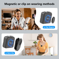 PULUZ Magnetic Lavalier Wireless Microphone with Charging Case Box, 8 Pin RX Receiver and 2 TX Microphones, 8 Pin 2 TX + 1 RX, with Charging Case Box