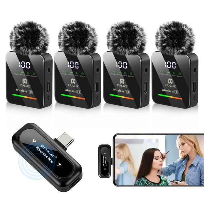 PULUZ 4 TX + 1 RX Wireless Lavalier Microphone, Type-C 4 TX + 1 RX