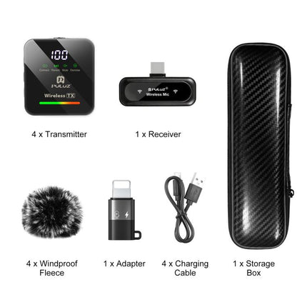 PULUZ 4 TX + 1 RX Wireless Lavalier Microphone, Type-C 4 TX + 1 RX